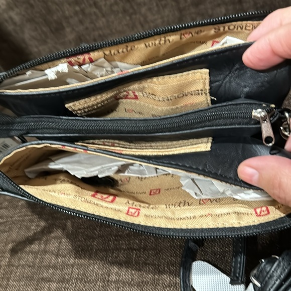 NWT Leather Three Section Crossbody Purse - Picture 6 of 11